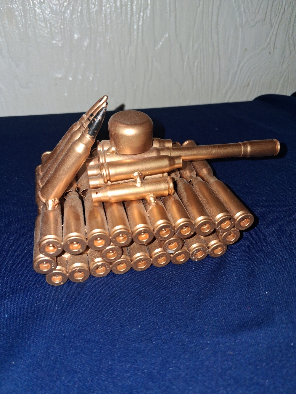 Brass Tone Casted Bullet Style Tank Figurine Desk Decor 🎖️